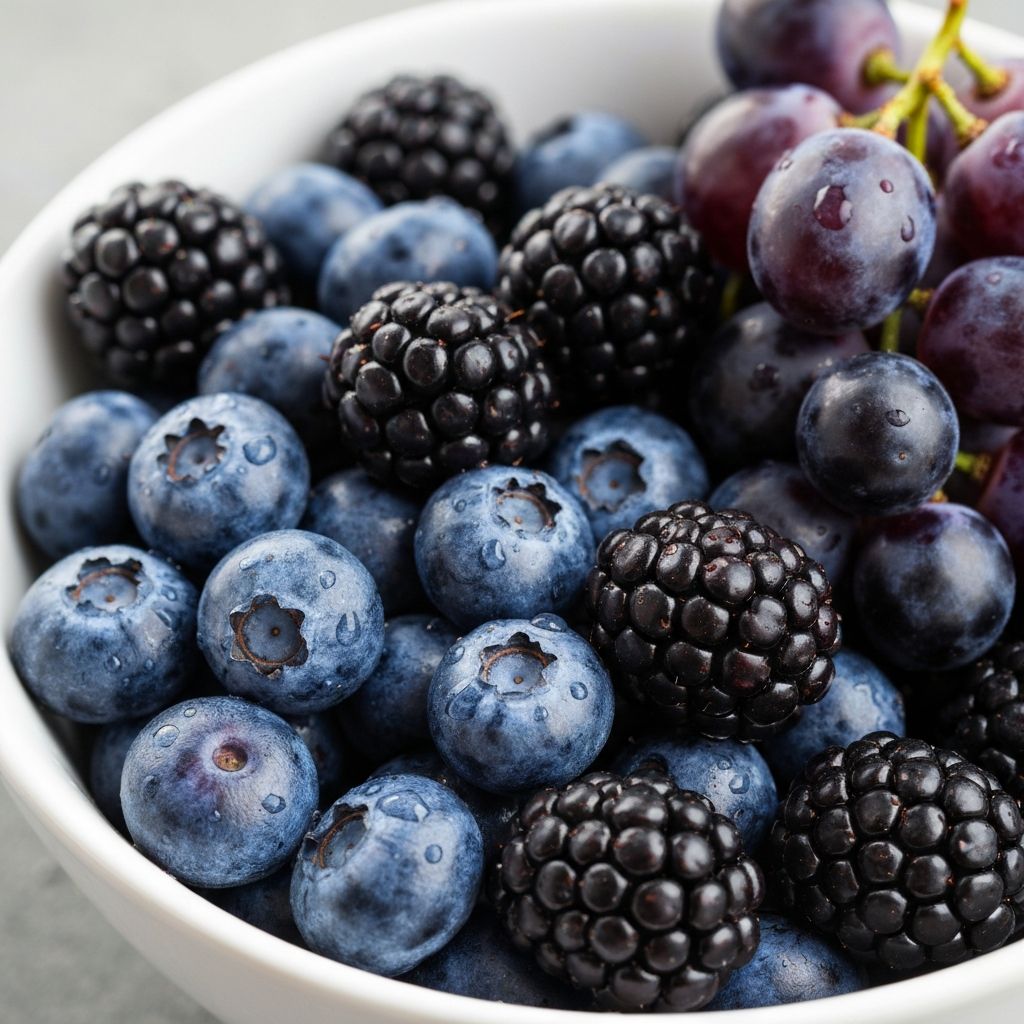 Antociánban gazdag fekete és lila bogyók